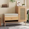 Garderobenbank mit Schuhschrank - Rattan-Optik - Produktbild-Vorschau 5