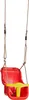 A red and yellow baby swing seat suspended by ropes against a white background. Produktbild-Vorschau