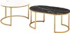 Two coffee tables with marble-look tops and gold metal frames, presented against a white background. Produktbild-Vorschau