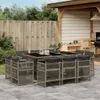 11-tlg. Garten-Essgruppe mit Kissen Grau Poly Rattan Produktbild-Vorschau 2