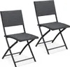 Two gray polyrattan folding chairs with black metal frames are shown against a white background. Produktbild-Vorschau