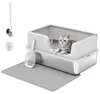PawHut Katzentoilette XL Edelstahl mit Deckel, hohe Produktbild-Vorschau 1