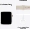 Collage showing an Apple Watch, a sport band, and a charging cable. Produktbild-Vorschau