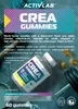 A product shot of Creatin Gummies with gym equipment in the background. Produktbild-Vorschau