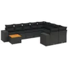 vidaXL 10-tlg. Garten-Sofagarnitur mit Kissen Schwarz Poly Produktbild-Vorschau 1