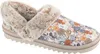 A single slipper with a dog print pattern and faux fur trim is shown against a white background. Produktbild-Vorschau