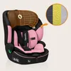 A pink and black car seat with a diagram showing its layered construction. Podgląd zdjęcia produktu