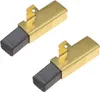 Two carbon brushes with gold-colored holders on a white background. Produktbild-Vorschau