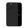 A black iPhone case is shown from the back, with the phone's camera array visible. Produktbild-Vorschau