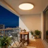 A balcony at night with a table, chairs, and plants, illuminated by a ceiling light. Anteprima dell’immagine prodotto