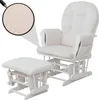 A white glider chair and ottoman set with cream-colored corduroy upholstery. Anteprima dell’immagine prodotto