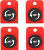 Four red furniture sliders with black circular pads, each showing a 360-degree arrow graphic. Náhľad obrázku produktu