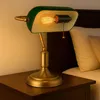 Tischleuchte, Bankerlampe, Zugkette, altmessing, grün, H 36 Produktbild-Vorschau 3