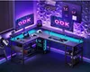 ODK Gaming Tisch LED Eckschreibtisch Kohlefaser Schwarz Produktbild-Vorschau 2