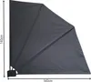 A dark gray privacy screen or partition, folded into a triangular shape, is shown against a white background. Dimensions are indicated with text. Produktbild-Vorschau