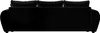The back view of a black sofa with three cushions. Voir les images du produit