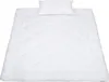 A white duvet and pillow set laid out flat on a white background. Produktbild-Vorschau