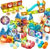 A colorful magnetic building block set with light-up tracks and balls, arranged in a playful construction. Produktbild-Vorschau