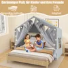 Children playing in a tent-like bed structure indoors. Voir les images du produit
