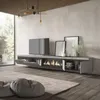 TV-Lowboard mit elektrischem Kamin, 368x45x35 cm, Zement Podgląd zdjęcia produktu