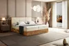 A bedroom scene with a bed, nightstands, and a window with a view. Produktbild-Vorschau