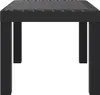 A black table with a textured top and four legs, shown from the front on a white background. Produktbild-Vorschau