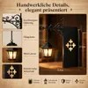 3er Vintage Buchstütze mit Laterne & warmem LED-Licht – Produktbild-Vorschau 3