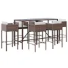 7-tlg. Gartenbar-Set mit Kissen Braun Poly Rattan Produktbild-Vorschau 1