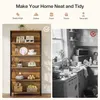 A split image showing a neat bookshelf on the left and a messy kitchen on the right, with text overlay suggesting organization. Náhled obrázku produktu