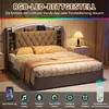 UnboxG Polsterbett 140x190 cm Grau mit LED & Stauraum, Samt Produktbild-Vorschau 3