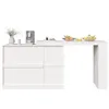 A white kitchen island or bar table with a sideboard and a fruit bowl on top. Produktbild-Vorschau