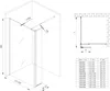 A technical drawing and size chart for a shower enclosure. Produktbild-Vorschau