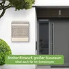 A mailbox is mounted on a white wall next to a modern gray front door. A green bush is in the foreground. Produktbild-Vorschau