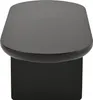 A black oval coffee table with block legs. Voir les images du produit
