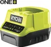 A Ryobi 18V ONE+ battery charger is shown from a slightly elevated front-facing angle against a white background. Anteprima dell’immagine prodotto