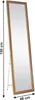 A tall, rectangular mirror with a decorative gold frame, standing on a white easel stand. Dimensions are indicated with text overlays. Náhľad obrázku produktu