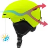 A neon yellow ski helmet with graphics illustrating airflow. Náhľad obrázku produktu