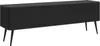 A black TV lowboard with fluted doors and black metal legs, presented on a white background. Anteprima dell’immagine prodotto