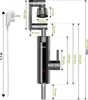 A diagram showing the dimensions of a kitchen faucet with a built-in water heater. Produktbild-Vorschau