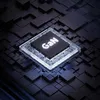 A close-up, abstract, and futuristic depiction of a GaN chip. Produktbild-Vorschau