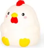 A white chicken-shaped toy with red comb and wattle, and yellow beak and feet, against a white background. Voir les images du produit