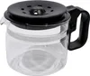 A close-up studio shot of a clear glass coffee pot with a black lid and handle. Anteprima dell’immagine prodotto
