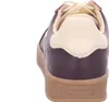 The back view of a burgundy and cream sneaker with a tan sole. Produktbild-Vorschau