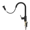 A black kitchen faucet with a pull-down sprayer is shown against a white background. Náhled obrázku produktu