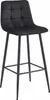 A black bar stool with a tufted seat and black metal legs, shown against a white background. Voir les images du produit