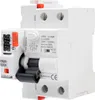 A close-up, studio shot of a white electrical circuit breaker with a digital display and a black lever. Produktbild-Vorschau