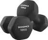 Two black hexagonal dumbbells are stacked on top of each other against a white background. Produktbild-Vorschau