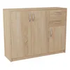 A light brown wooden cabinet with two drawers and three doors, presented against a white background. Produktbild-Vorschau