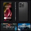 A collage of images showing an iPhone with a Spigen Liquid Air case, a side view of the case, and a marketing image with text and a mountain landscape. Podgląd zdjęcia produktu