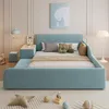 A child's bedroom with a blue bed, desk, and stool. Voir les images du produit